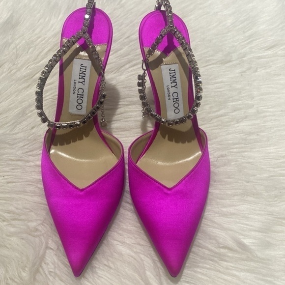 Jimmy Choo Saeda Crystal ankle strap pointed toe pump size 39EU - Picture 3 of 15